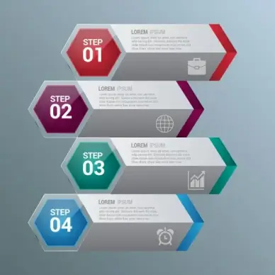 infographic design horizontal hexagon style