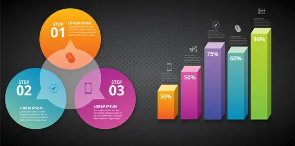 infographic diagram with circles and columns illustration