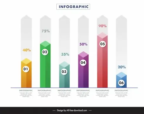 infographic graph template 3d columns chart
