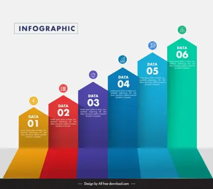 infographic graph template elegant 3d vertical tabs