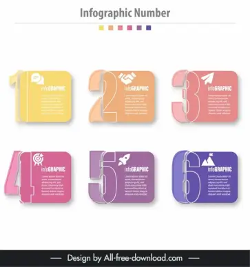 infographic number design elements flat modern papercut 