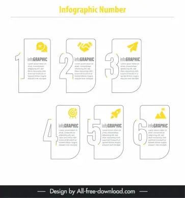 infographic number template flat frame lines