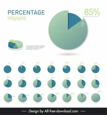 infographic percentage design elements collection pie chart shapes