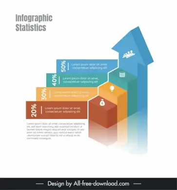infographic statistics design elements 3d column arrow