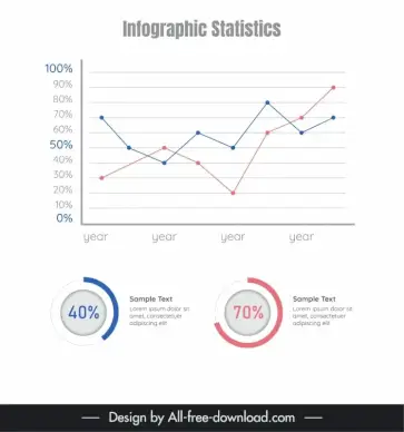 infographic statistics design elements flat line circle charts