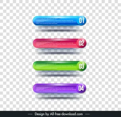  infographic steps design elements realistic glossy horizontal tabs