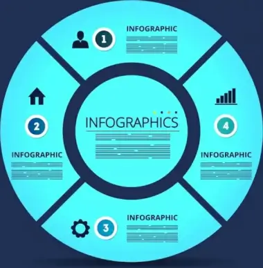 infographic template blue flat circle decor