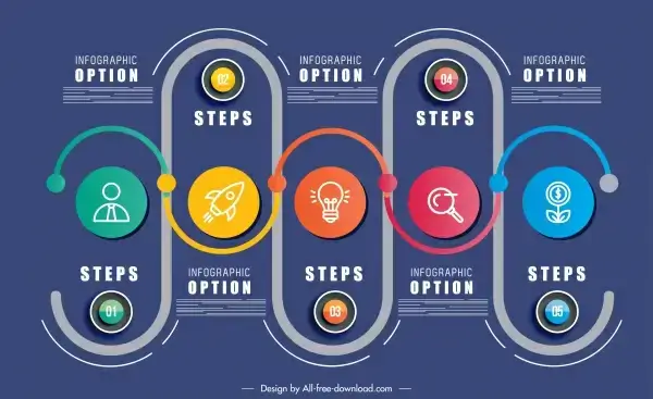 infographic template colorful flat symmetric rounds curves decor