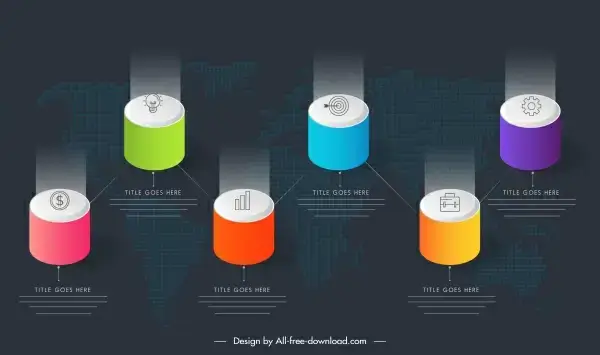 infographic template colorful shiny 3d circle pillar sketch