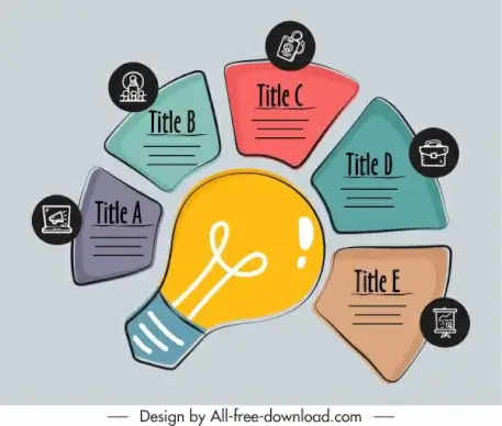 infographic template lightbulb chart sketch flat handdrawn classic