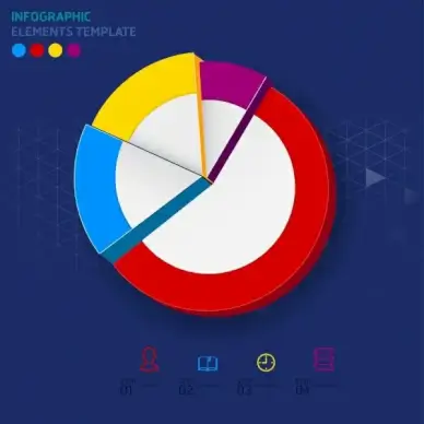 infographic template round pipe chart colorful 3d decor