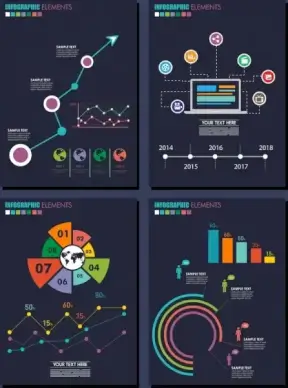 infographic template sets modern dark design