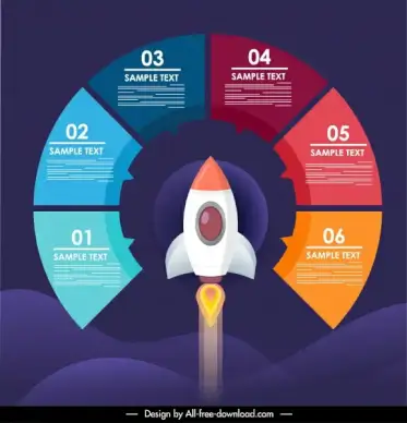infographic template spaceship circle segments layout