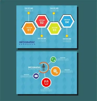 infographic templates design isolated geometries on blue background