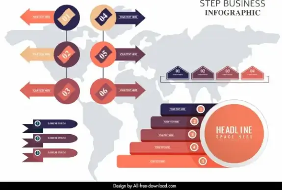infographic templates modern colorful circles arrow bars shapes