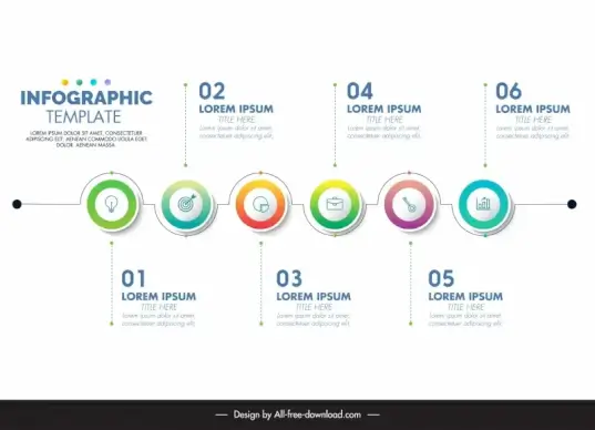 infographic timeline modern elegant continuous line circles 
