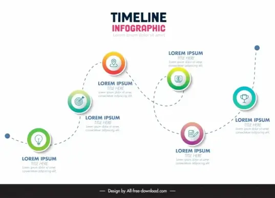 infographic timeline template modern circles curved line