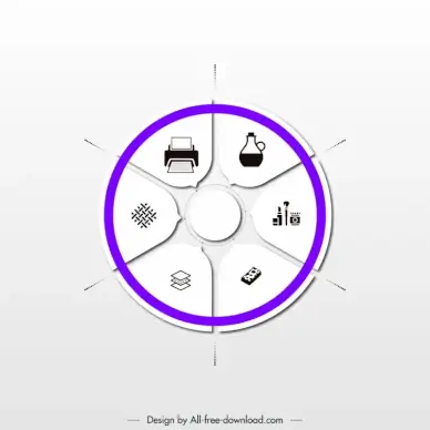 infographics template circle sections sketch