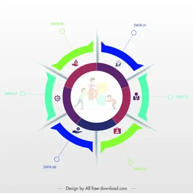 infographics template symmetric circle sections sketch