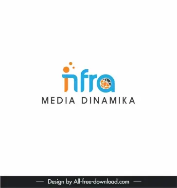 infra media dinamika logo template elegant flat stylized texts globe decor