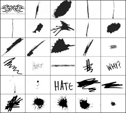 ink splatter and paint stroke brush