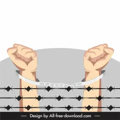 inmate hands design elements symmetric tied hands barbed wire sketch