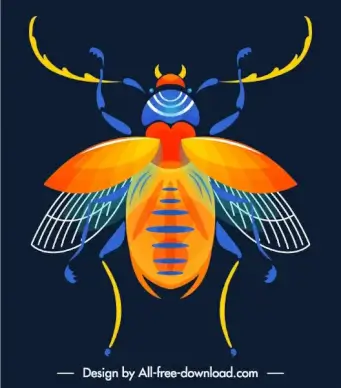 insect creature icon colorful flat symmetric sketch