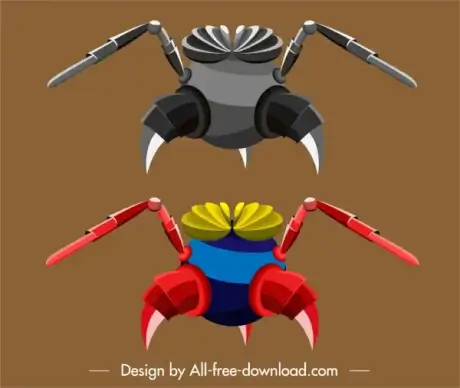insect robot template shiny colored modern 3d sketch