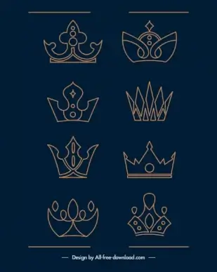 insignia crown icons flat symmetric handdrawn sketch