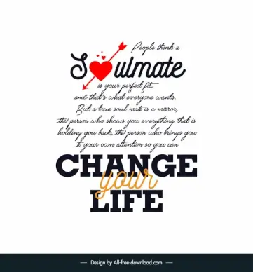 inspirational love quotes poster template calligraphic texts heart arrow decor