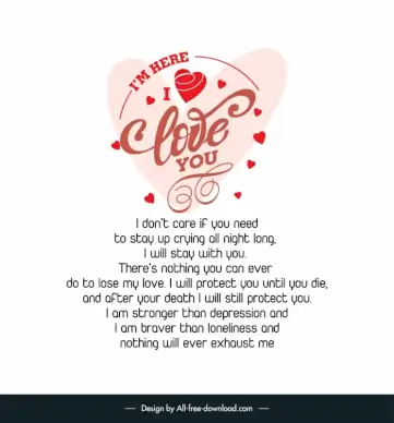inspirational love quotes poster template calligraphic texts hearts decor 