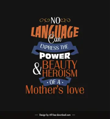 inspirational mothers day quotes poster template dark symmetric texts curves ribbon decor