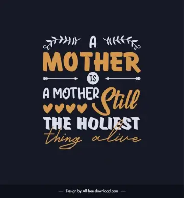 inspirational mothers day quotes poster template flat elegant classic texts arrows hearts leaf design 