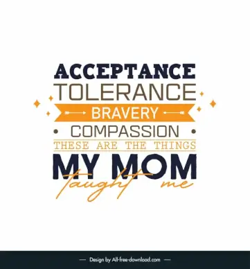 inspirational mothers day quotes poster template symmetric classical texts ribbon arrows decor 