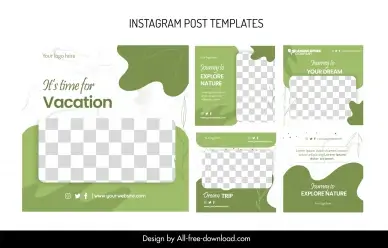 instagram post templates elegant flat classic checkered curves