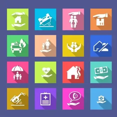insurance icons isolated with silhouette style