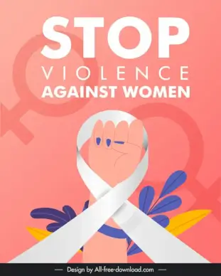 international day for the elimination of violence against women poster template arm ribbon leaves female symbol sketch