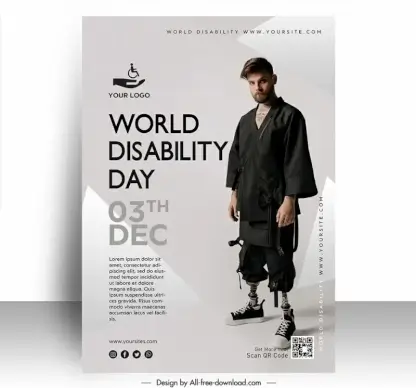 international day of disabled persons poster template disabled man sketch modern realistic design 