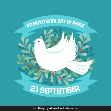 international peace day banner template elegant classic pigeon leaves ribbon