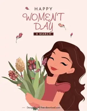 international womens day poster template cute cartoon lady
