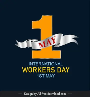  international workers day banner template elegant 3d ribbon texts numbers decor