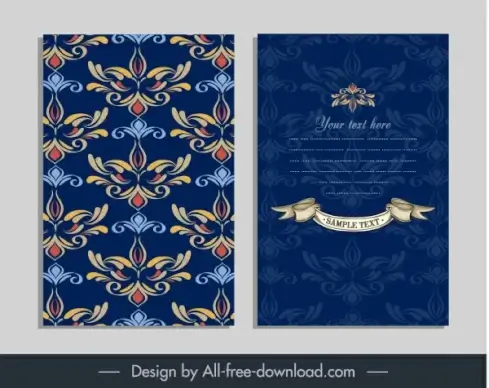 invitation card template classical floral sketch blurred decor
