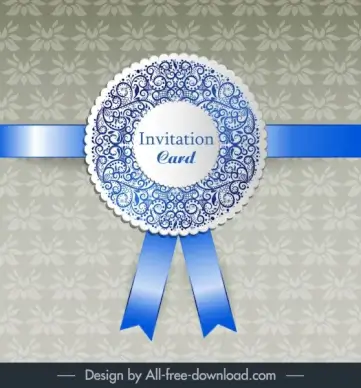 invitation card template shiny elegant ribbon floral decor