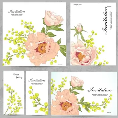 invitation card vector illustration with drawn flowers