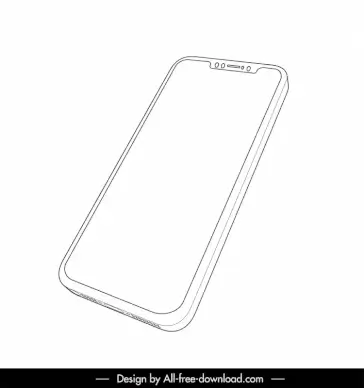 iphone 13 icon black white 3d realistic front side perspectives outline