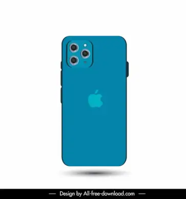 iphone 13 smartphone phone realistic back icon modern flat sketch