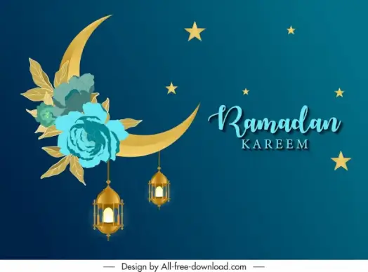 islam ramadan banner template stars crescent hanging lights botany decor
