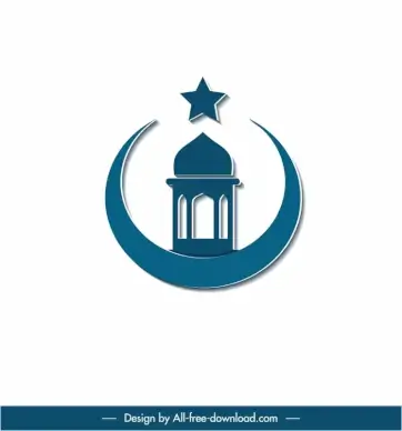 islam sign icon flat architecture crescent star outline