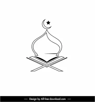 islam sign icon symmetric roof architecture scripture book outline
