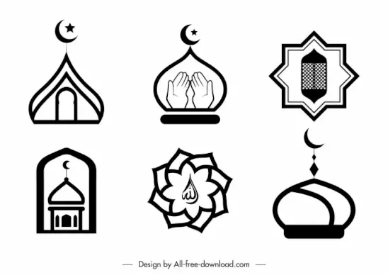 islam symbol sign logo black white flat classical sketch